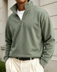 Mivanity Men's Premium Cotton Quarter-Zip Polo Sweatshirt