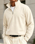 Mivanity Men's Premium Cotton Quarter-Zip Polo Sweatshirt