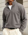 Mivanity Men's Premium Cotton Quarter-Zip Polo Sweatshirt