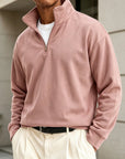 Mivanity Men's Premium Cotton Quarter-Zip Polo Sweatshirt