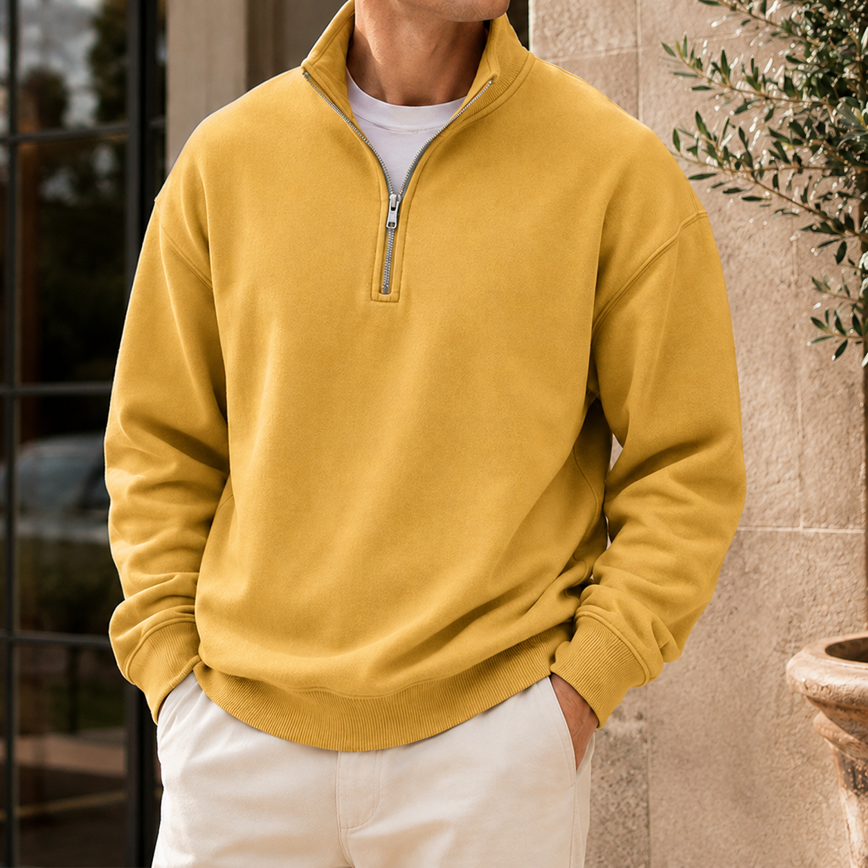 Mivanity  Men's Premium Quarter Zip Pullover Rugged Casual Comfort Sweatshirt
