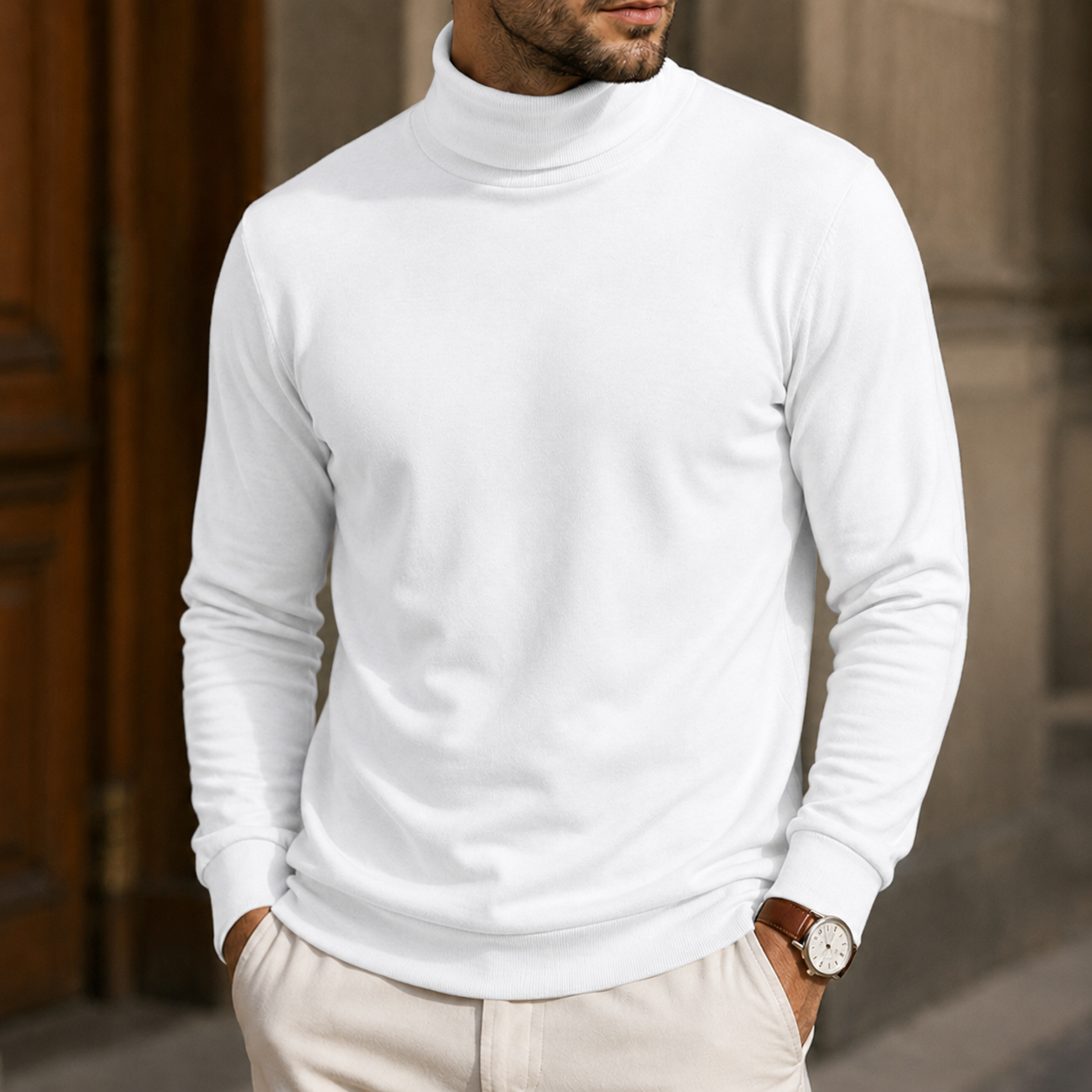 Mivanity Men's Premium Turtleneck Sweater Classic Slim Fit Knit Pullover