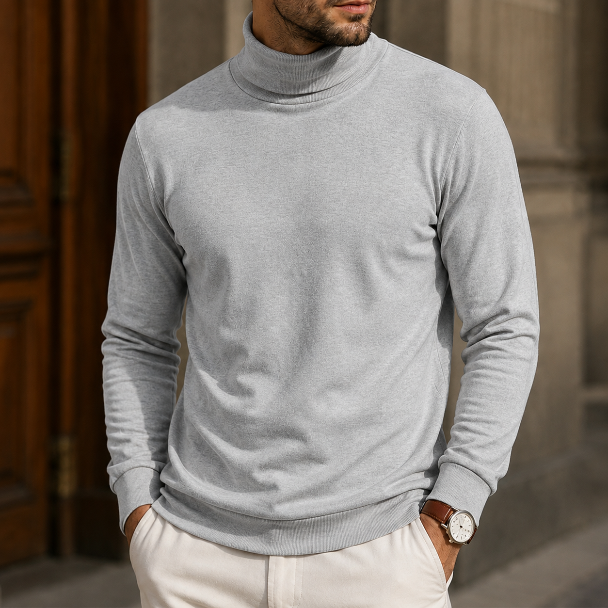 Mivanity Men's Premium Turtleneck Sweater Classic Slim Fit Knit Pullover