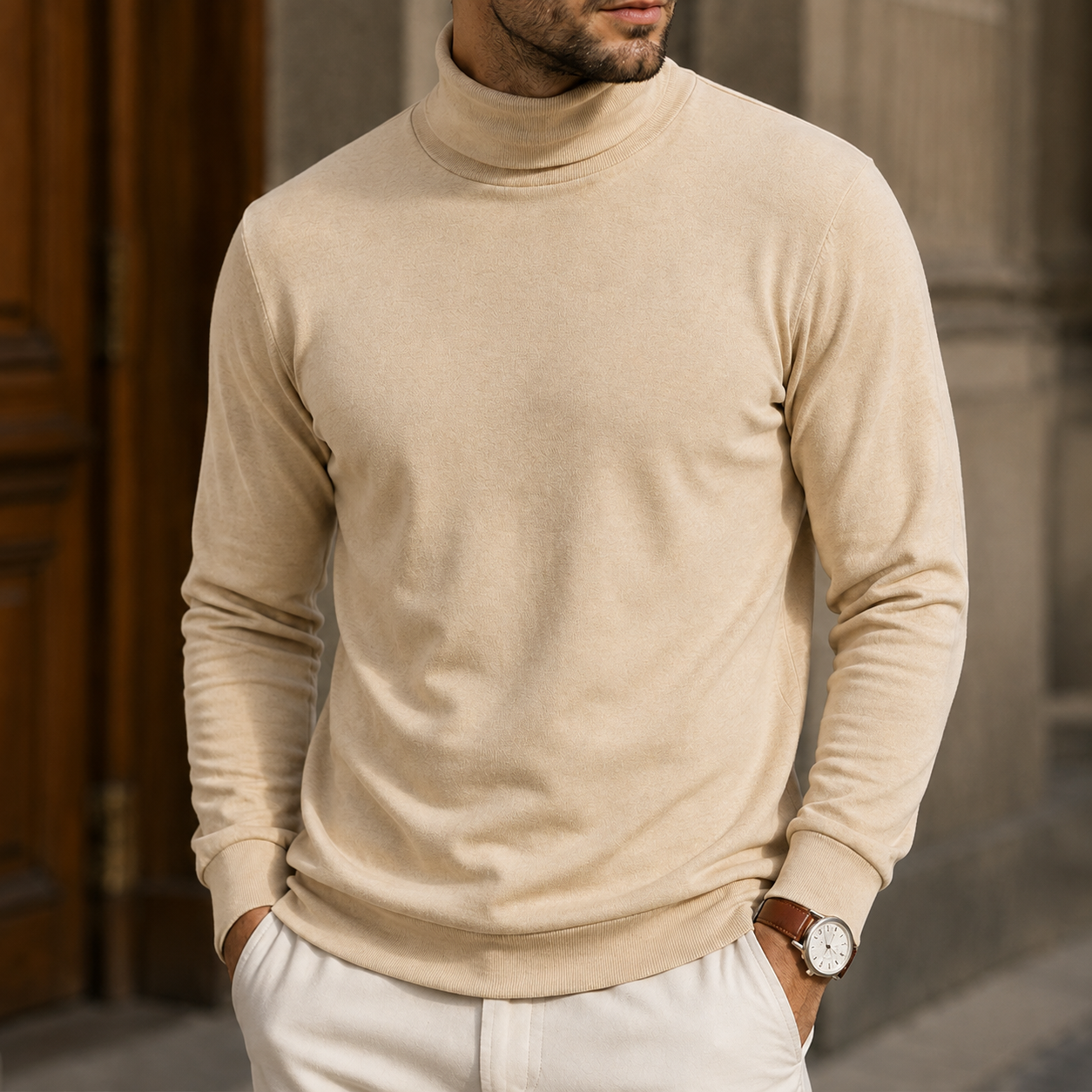 Mivanity Men's Premium Turtleneck Sweater Classic Slim Fit Knit Pullover