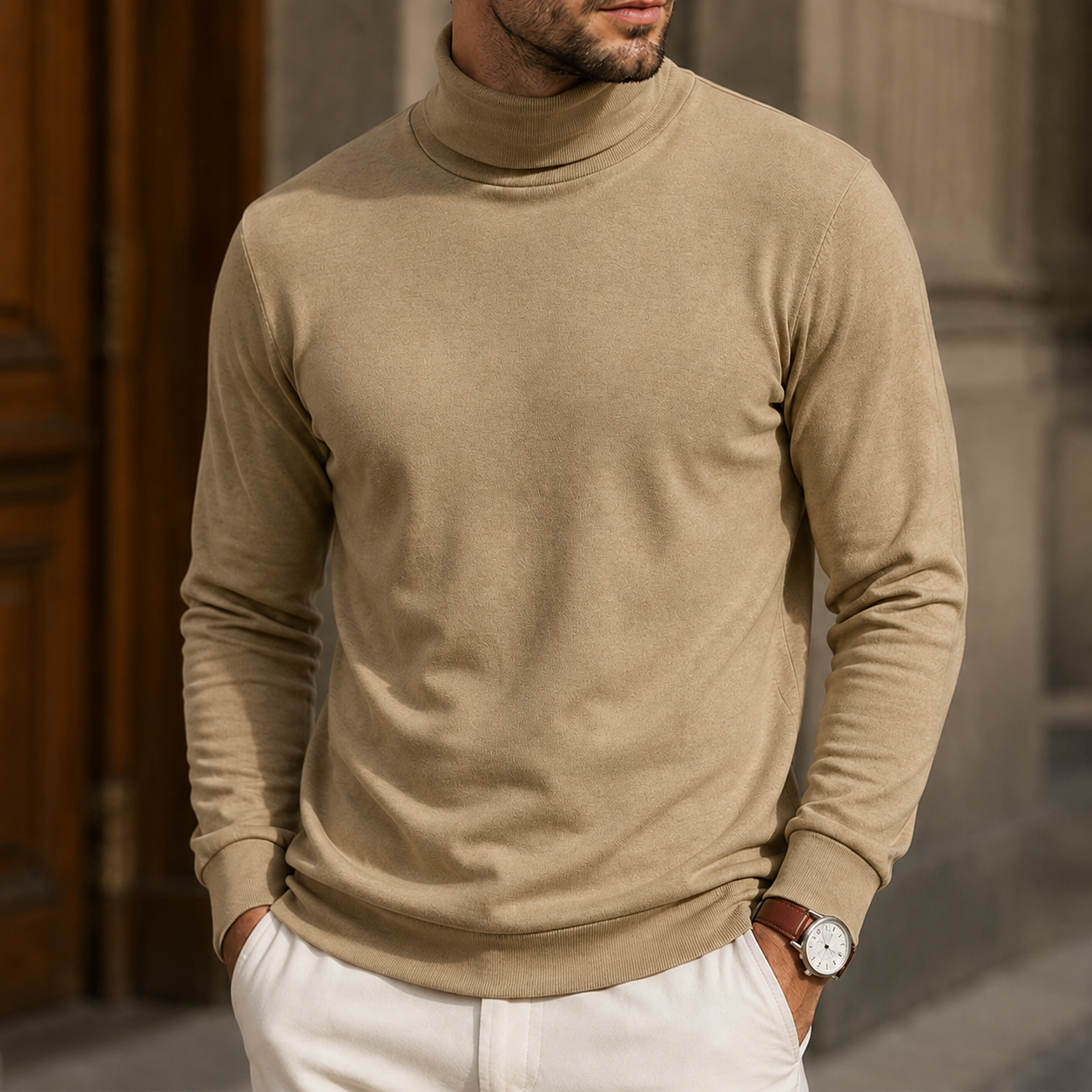 Mivanity Men's Premium Turtleneck Sweater Classic Slim Fit Knit Pullover