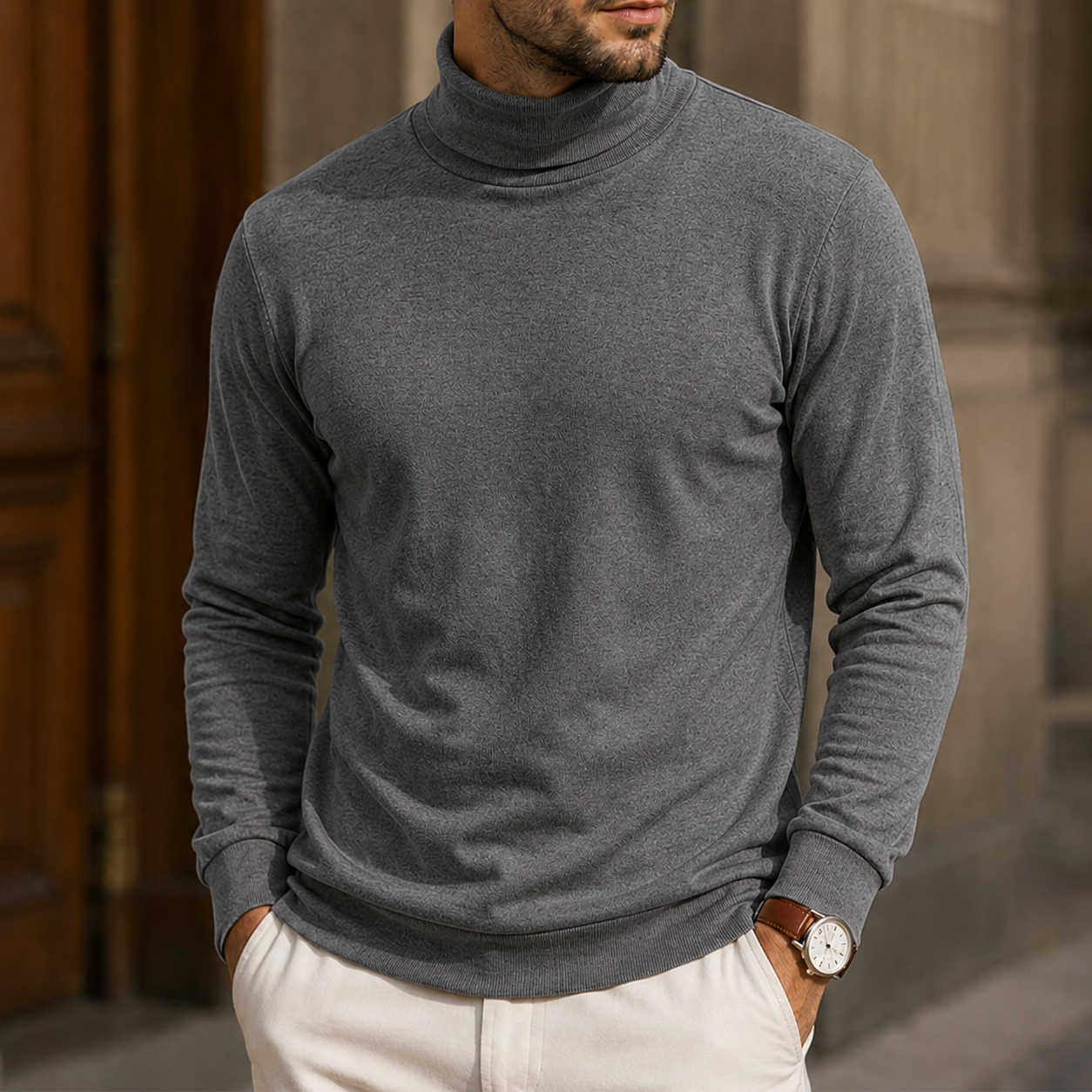 Mivanity Men's Premium Turtleneck Sweater Classic Slim Fit Knit Pullover