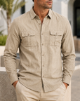 Mivanity Men's Premium Utility Shirt Classic Long Sleeve Casual Button Up