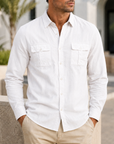 Mivanity Men's Premium Utility Shirt Classic Long Sleeve Casual Button Up