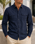 Mivanity Men's Premium Utility Shirt Classic Long Sleeve Casual Button Up