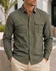 Mivanity Men's Premium Utility Shirt Classic Long Sleeve Casual Button Up