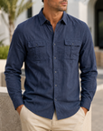 Mivanity Men's Premium Utility Shirt Classic Long Sleeve Casual Button Up