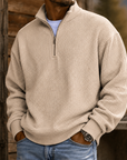 Mivanity Men's Premium Waffle Knit Quarter Zip Pullover Casual Outdoor Sweater