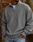 Mivanity Men's Premium Waffle Knit Quarter Zip Pullover Casual Outdoor Sweater
