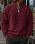 Mivanity Men's Premium Waffle Knit Quarter Zip Sweater Outdoor Casual Pullover