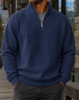Mivanity Men's Premium Waffle Knit Quarter Zip Sweater Outdoor Casual Pullover