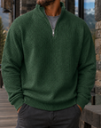 Mivanity Men's Premium Waffle Knit Quarter Zip Sweater Outdoor Casual Pullover