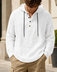 Mivanity Men's Relaxed Linen Hooded Henley Shirts