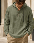 Mivanity Men's Relaxed Linen Hooded Henley Shirts