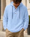 Mivanity Men's Relaxed Linen Hooded Henley Shirts