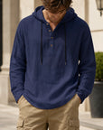 Mivanity Men's Relaxed Linen Hooded Henley Shirts