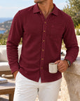 Mivanity Men's Relaxed Textured Knit Long Sleeve Button-Up Shirts