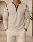 Mivanity Men's Retro 3-Button Henley Long-Sleeve T-Shirts
