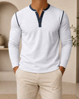 Mivanity Men's Retro 3-Button Henley Long-Sleeve T-Shirts