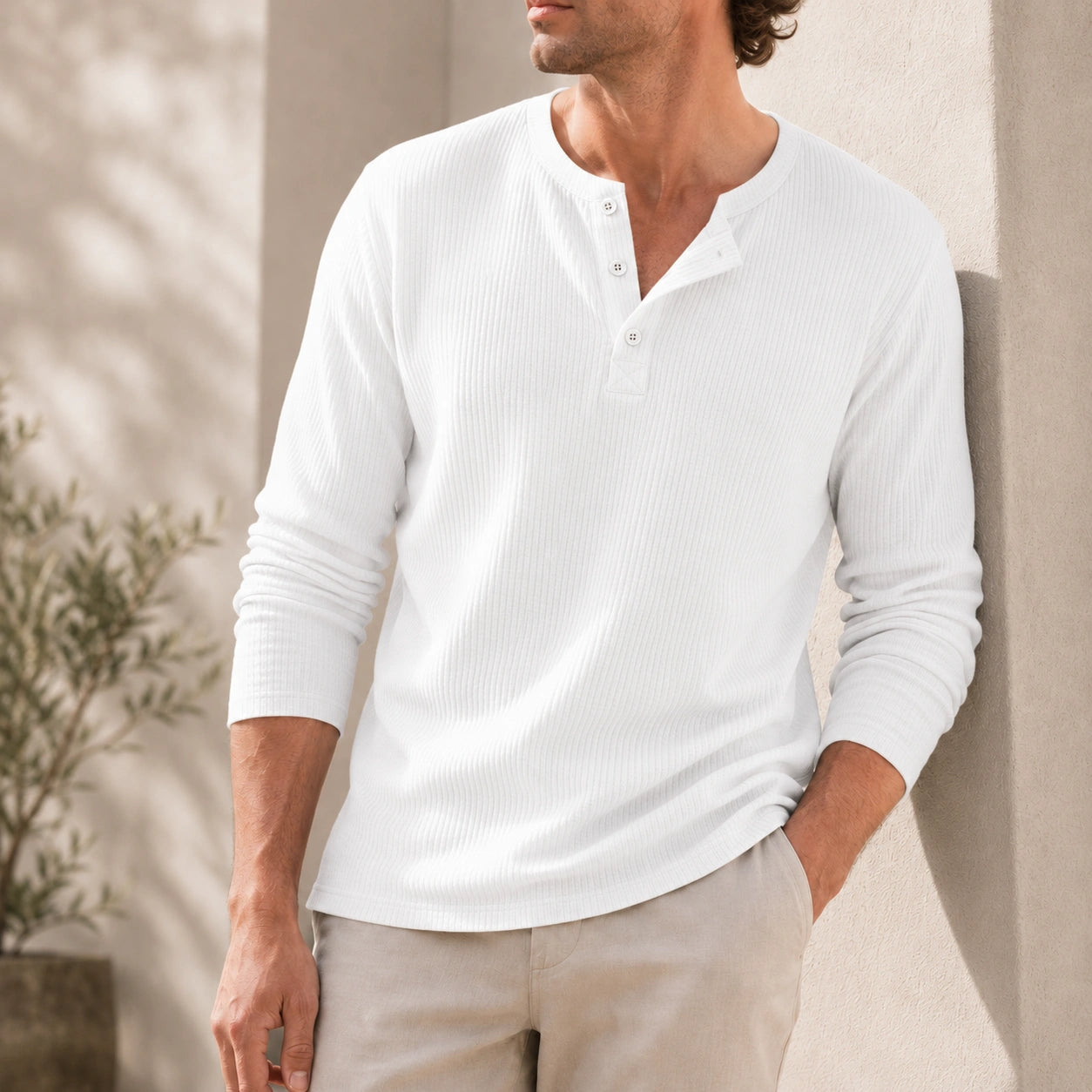 Mivanity Men's Retro Casual Button Up Comfortable Solid Color Short Sleeve Henley Shirt