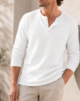 Mivanity Men's Retro Casual Button Up Comfortable Solid Color Short Sleeve Henley Shirt