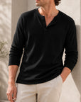 Mivanity Men's Retro Casual Button Up Comfortable Solid Color Short Sleeve Henley Shirt