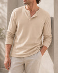 Mivanity Men's Retro Casual Button Up Comfortable Solid Color Short Sleeve Henley Shirt
