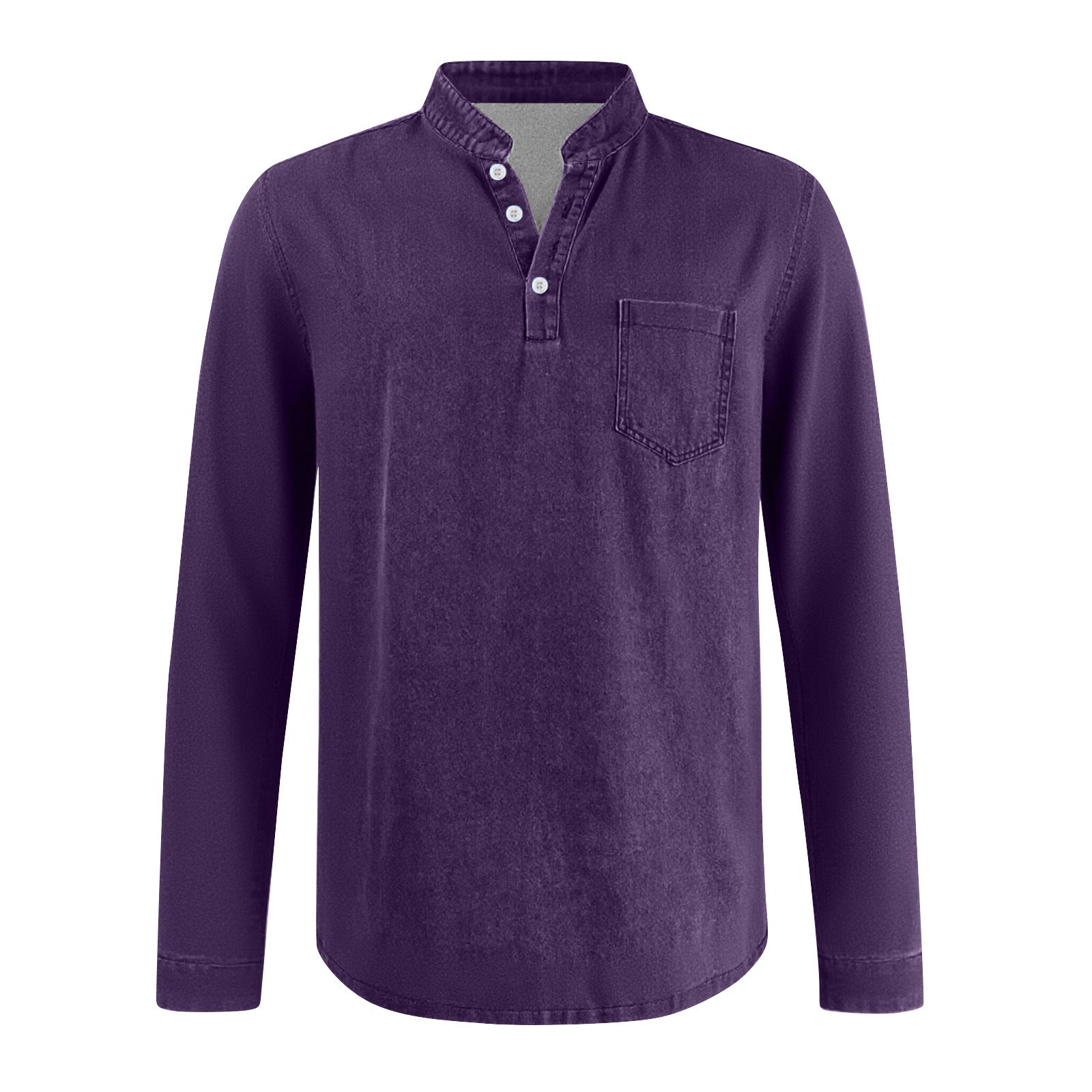 Mivanity Men's Retro Casual Solid Color Long Sleeve Henley With Shirts