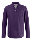 Mivanity Men's Retro Casual Solid Color Long Sleeve Henley With Shirts