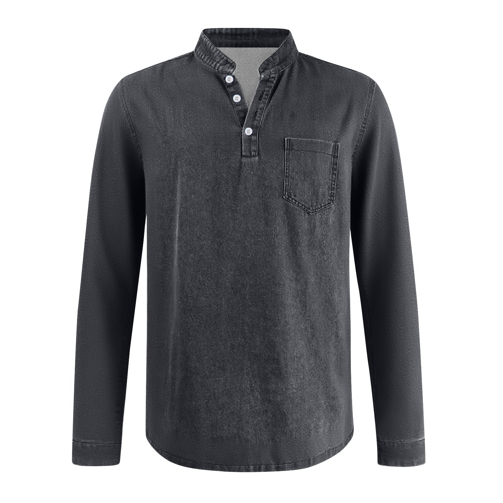 Mivanity Men's Retro Casual Solid Color Long Sleeve Henley With Shirts