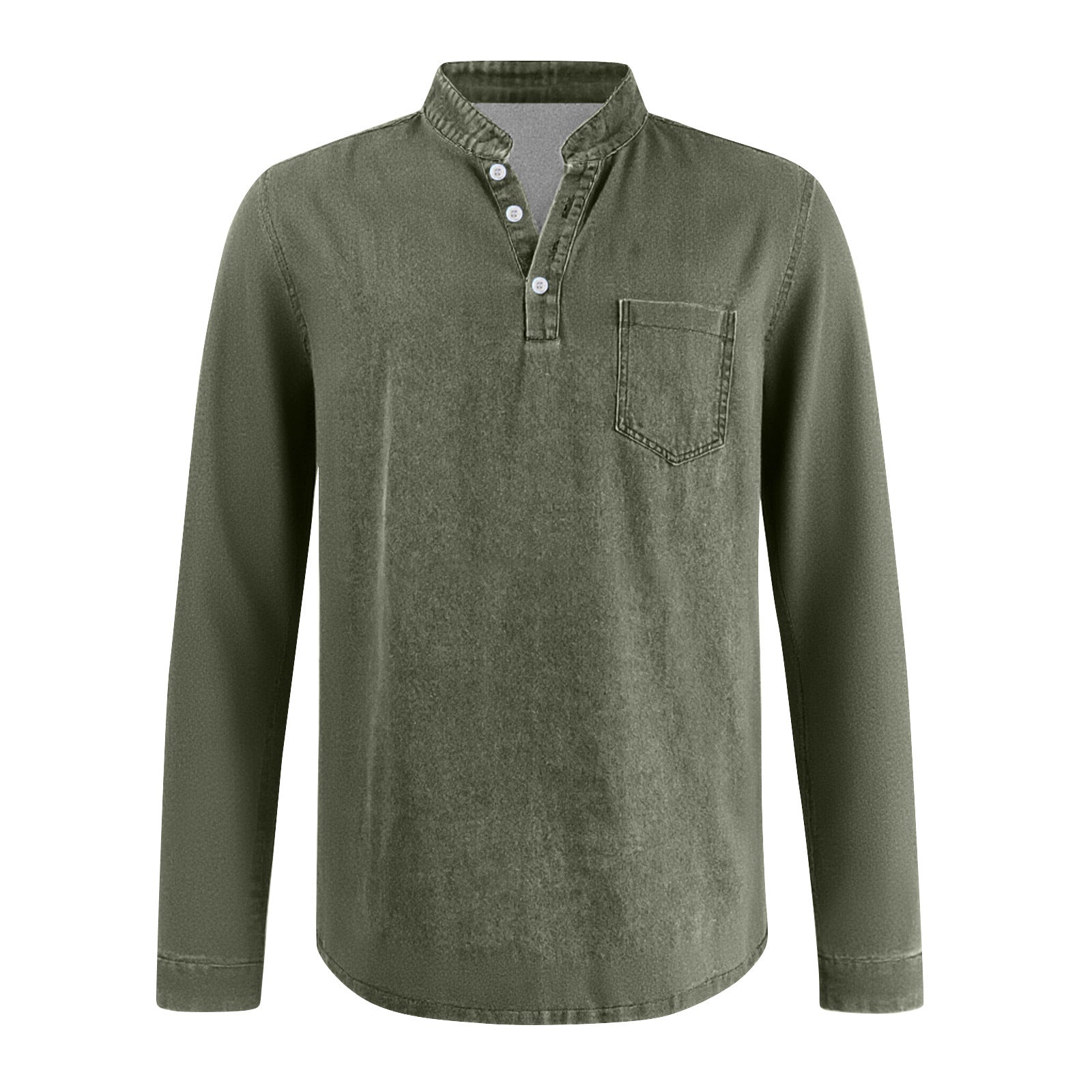 Mivanity Men's Retro Casual Solid Color Long Sleeve Henley With Shirts