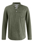 Mivanity Men's Retro Casual Solid Color Long Sleeve Henley With Shirts