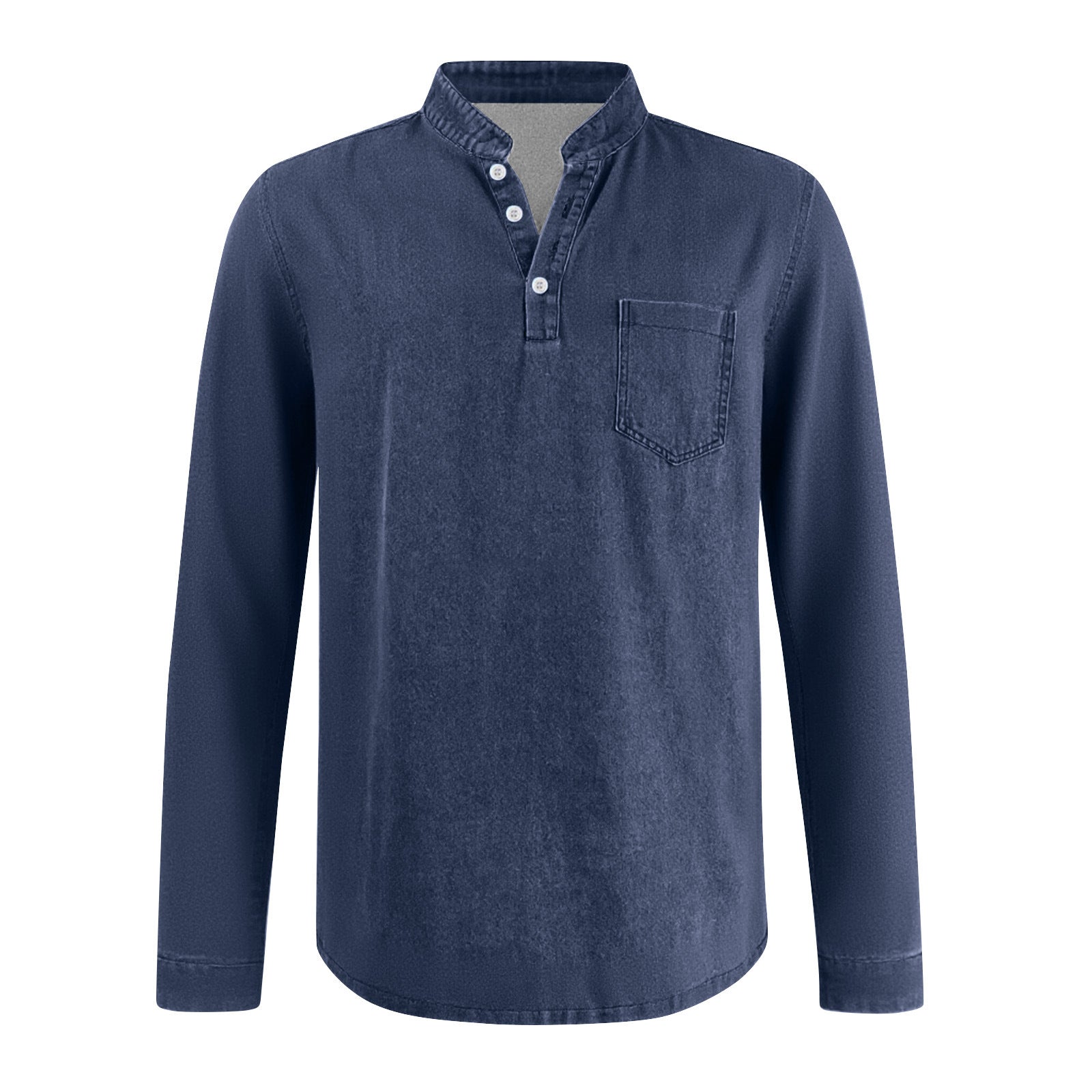 Mivanity Men's Retro Casual Solid Color Long Sleeve Henley With Shirts