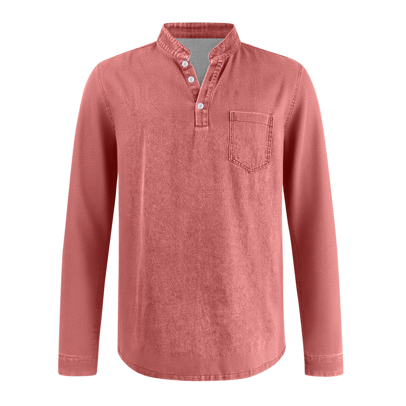 Mivanity Men's Retro Casual Solid Color Long Sleeve Henley With Shirts