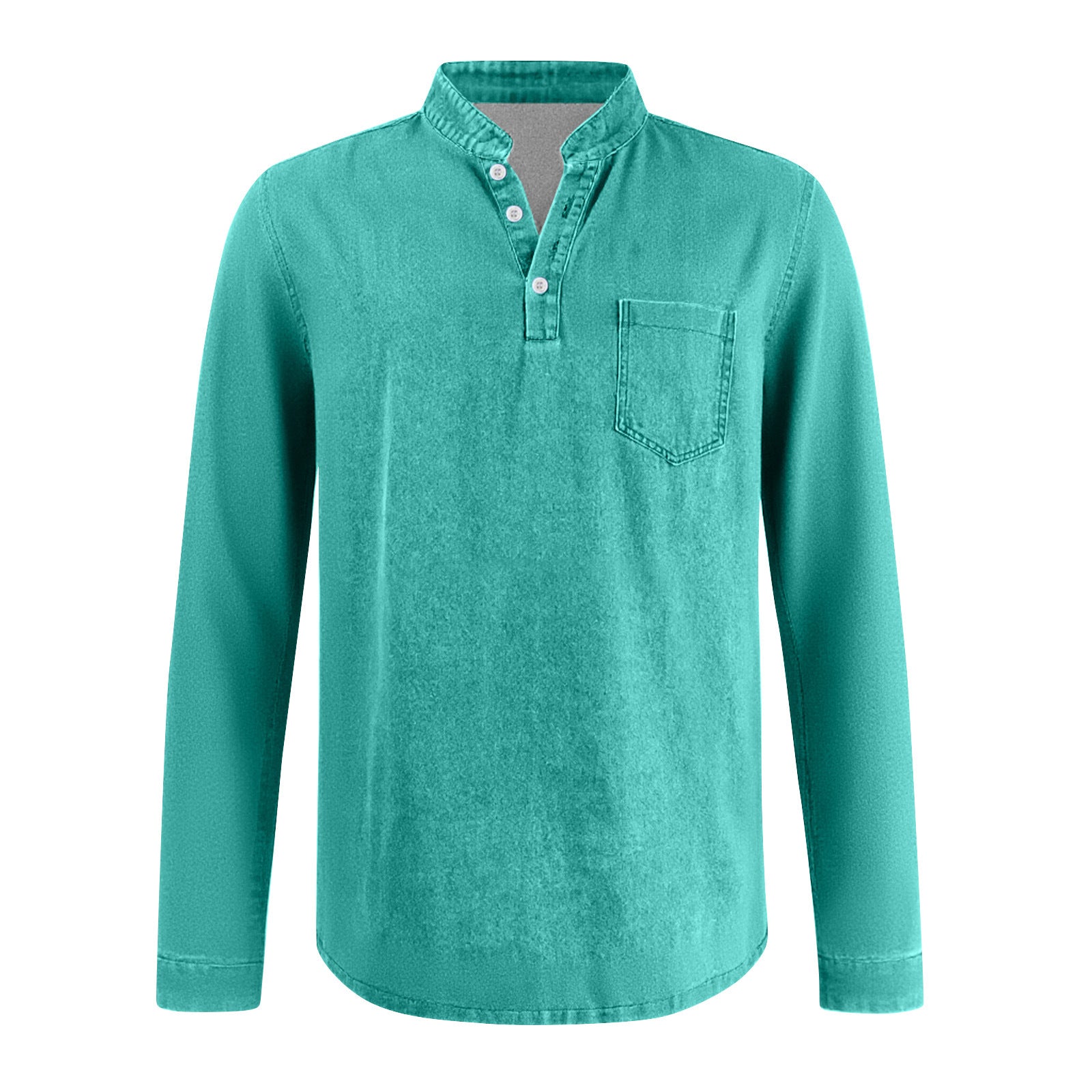 Mivanity Men's Retro Casual Solid Color Long Sleeve Henley With Shirts
