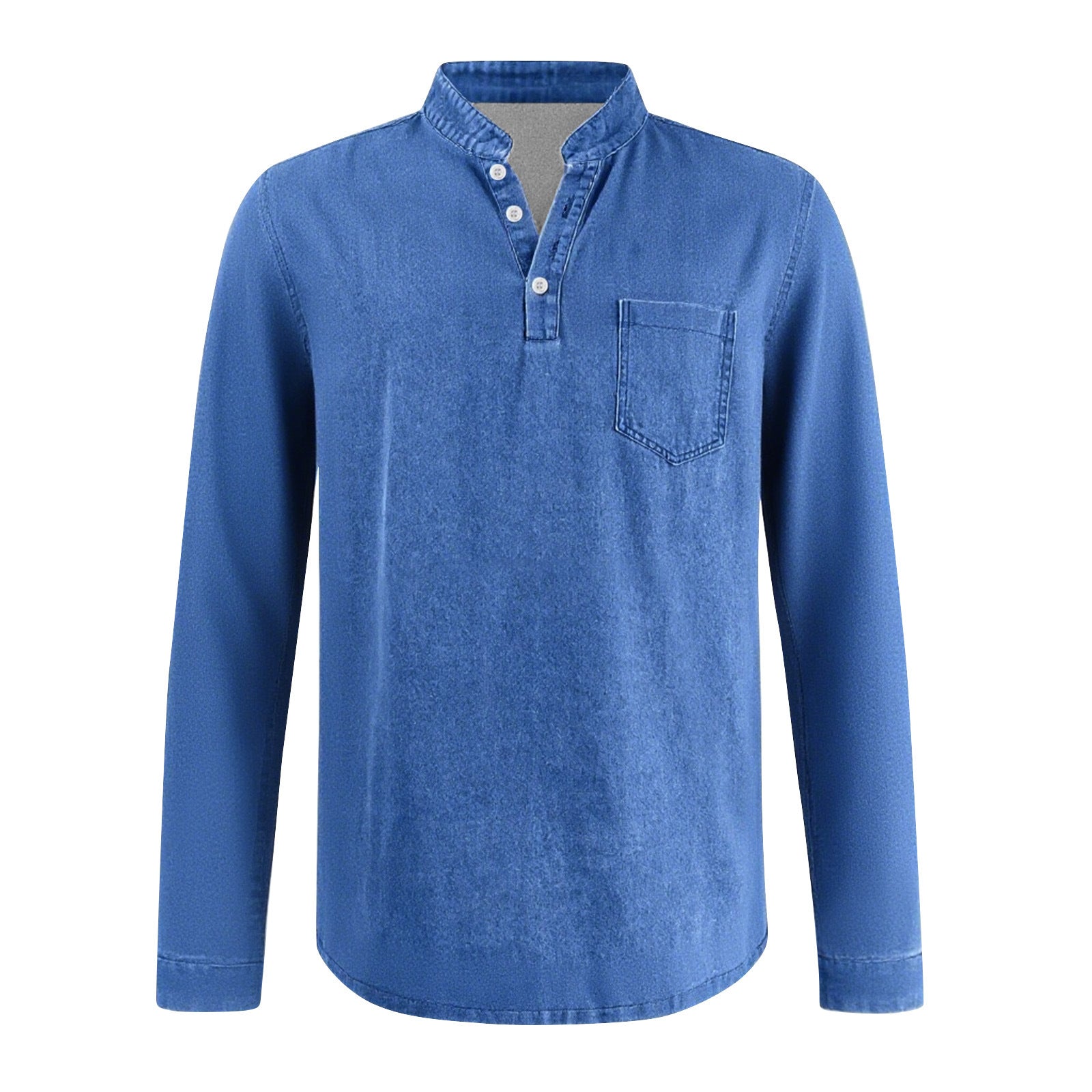 Mivanity Men's Retro Casual Solid Color Long Sleeve Henley With Shirts