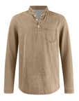 Mivanity Men's Retro Casual Solid Color Long Sleeve Henley With Shirts