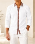 Mivanity Men's Retro Ethnic Folk Design Linen Long-Sleeve Shirts