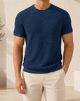 Mivanity Men's Ribbed Crew Neck Knit T-Shirts