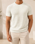 Mivanity Men's Ribbed Crew Neck Knit T-Shirts