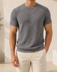 Mivanity Men's Ribbed Crew Neck Knit T-Shirts