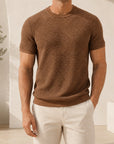 Mivanity Men's Ribbed Crew Neck Knit T-Shirts