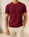 Mivanity Men's Ribbed Crew Neck Knit T-Shirts