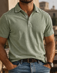 Mivanity Men's Rugged Washed Cotton Polo Shirt