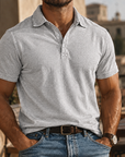 Mivanity Men's Rugged Washed Cotton Polo Shirt