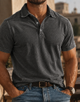 Mivanity Men's Rugged Washed Cotton Polo Shirt